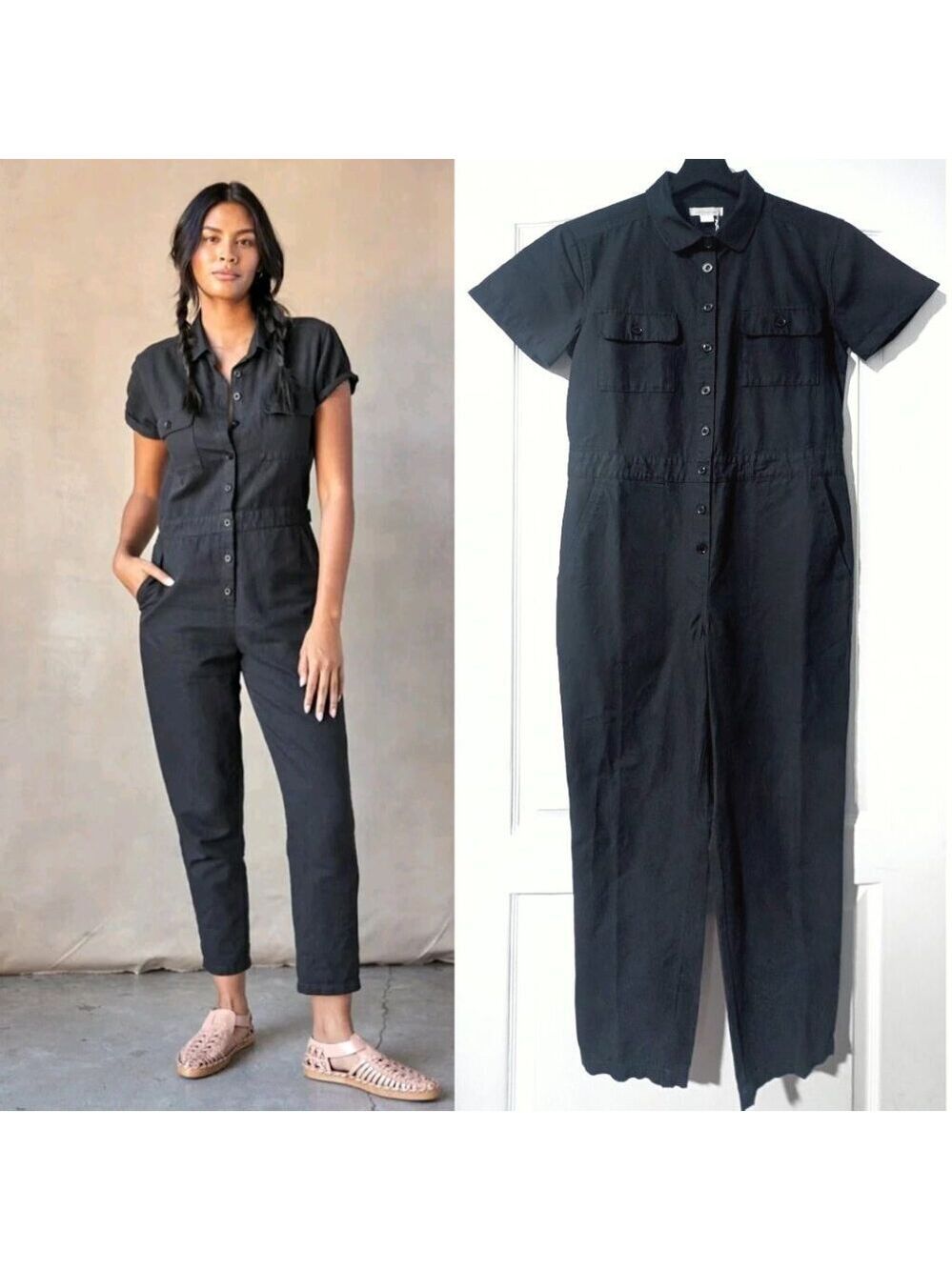 Outerknown | S.E.A. Suit Short Sleeve Jumpsuit in Pitch Black